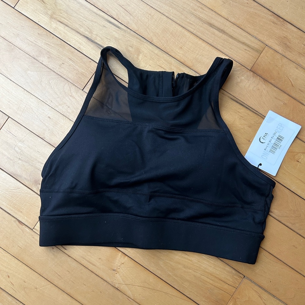 ZYIA Black Mesh Sports Bra